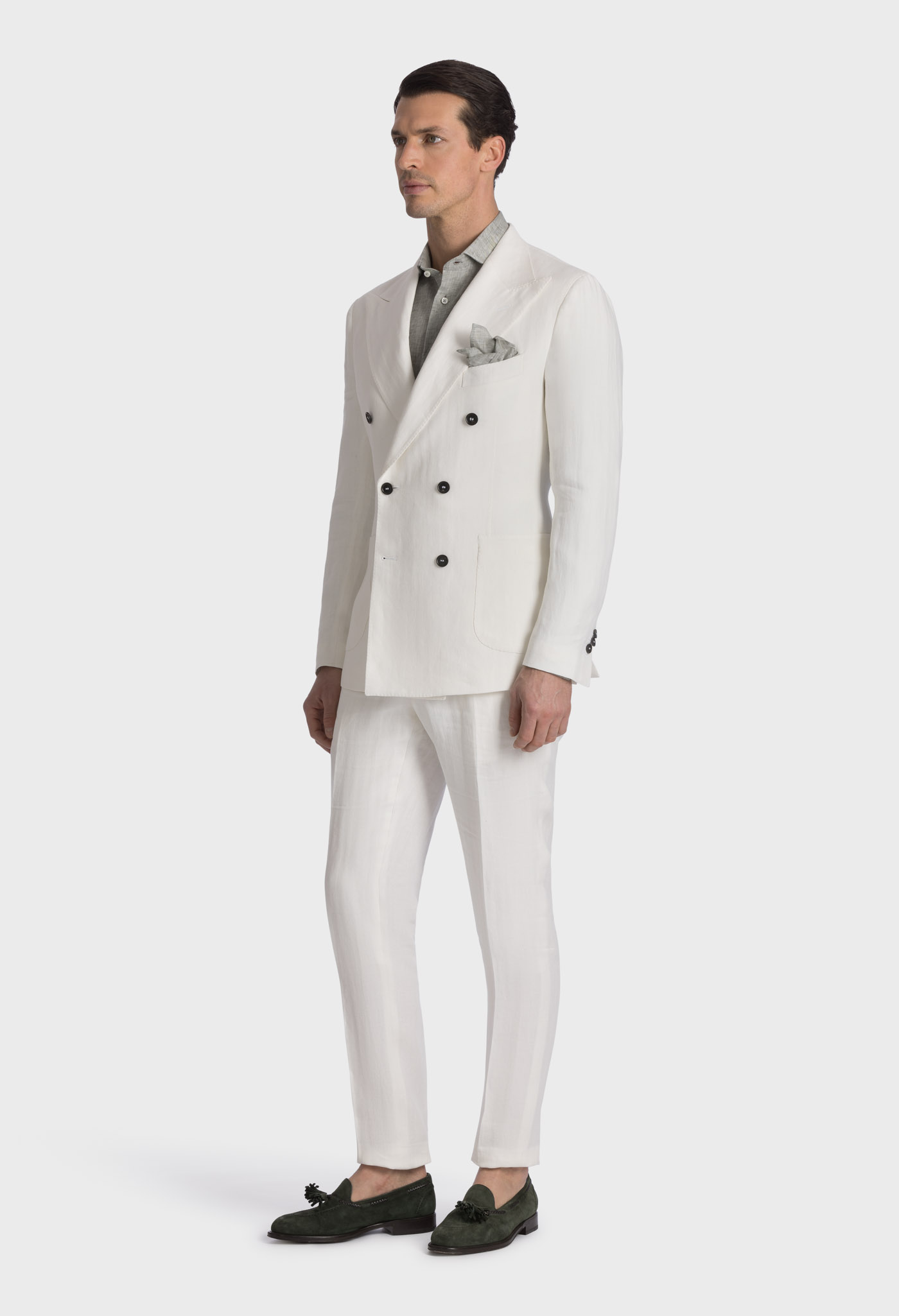 Optical White Double Breasted Suit
