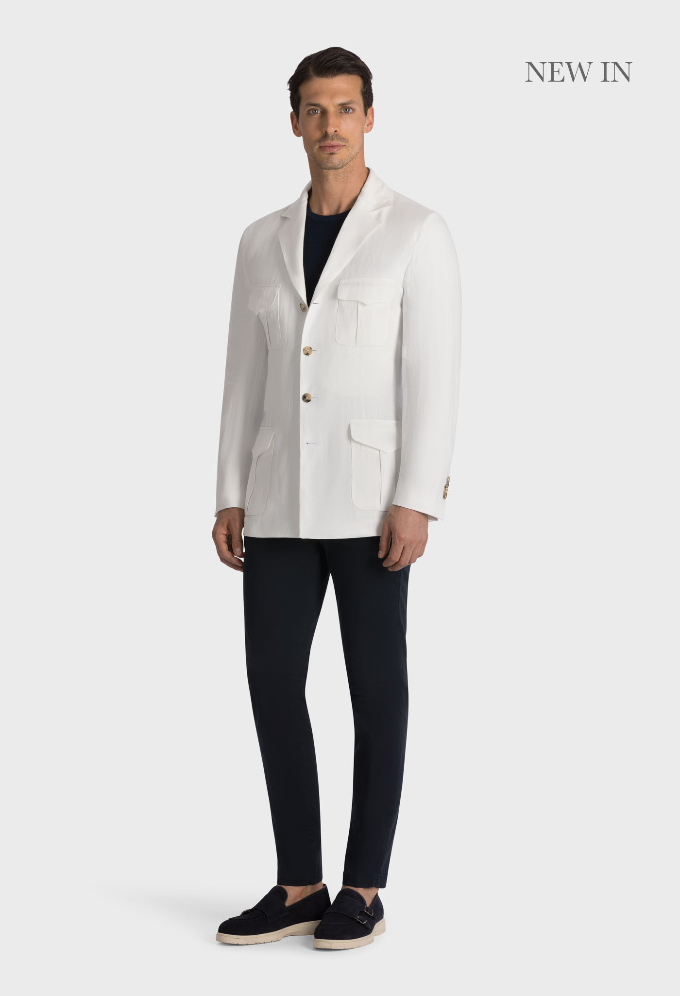 Optic White Tuscany Jacket - 100% Linen