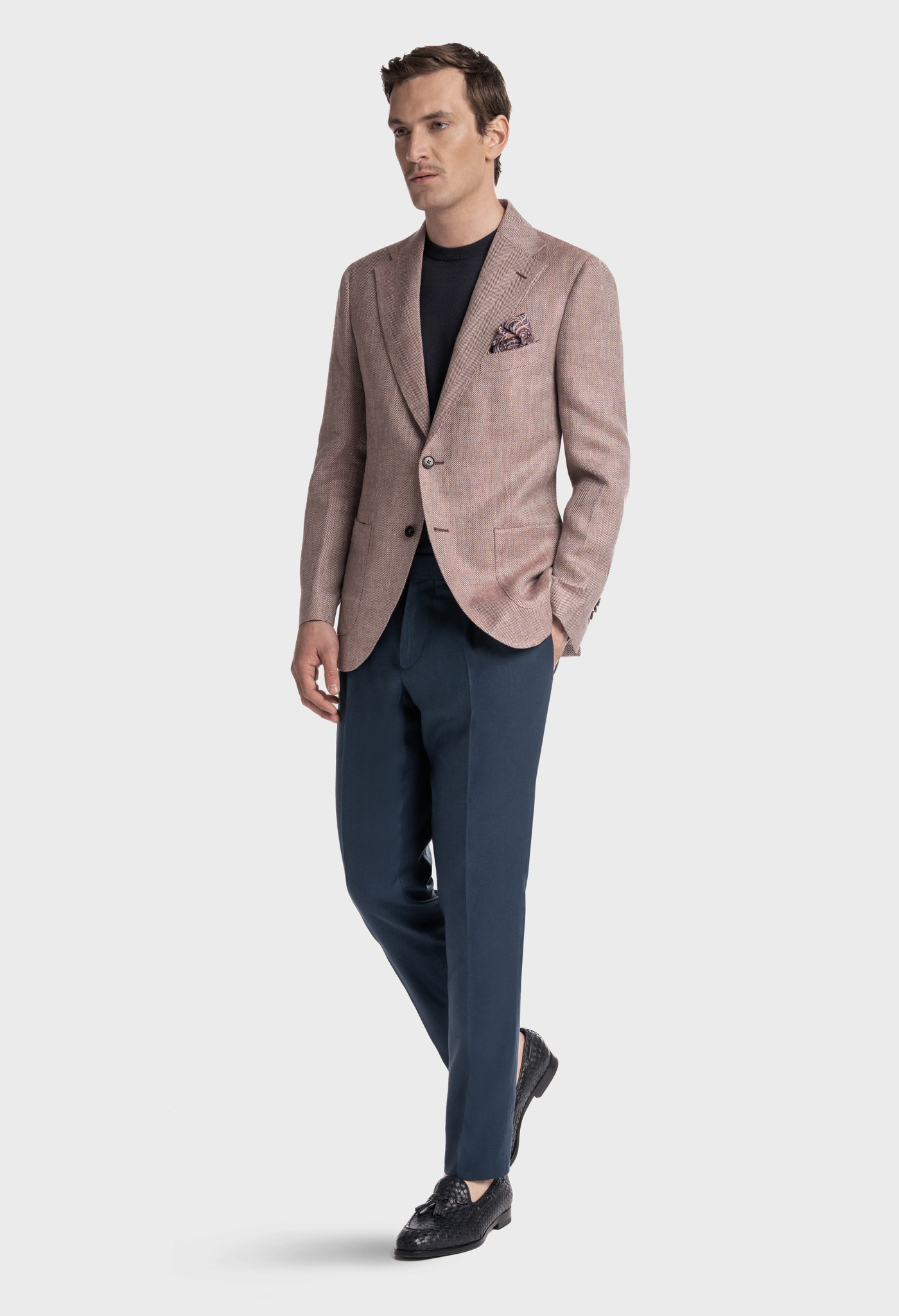 Giacca lino seta cotone rosa polvere